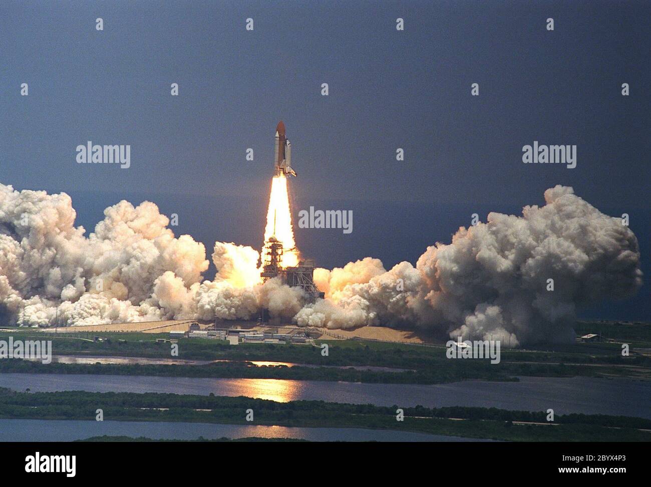 KENNEDY SPACE CENTER, Fla. -- The Space Shuttle Columbia soars from Launch  Pad 39A at 2:02 p.m. EDT July 1 to begin the 16-day STS-94 Microgravity  Science Laboratory-1 (MSL-1) mission. The launch