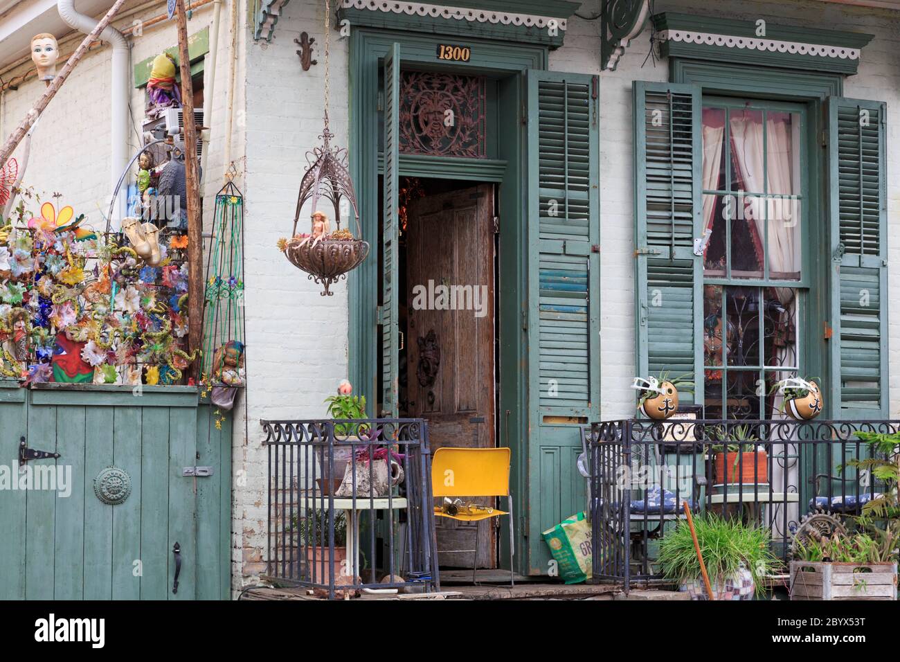 House on Chartres Street, French Quarter, New Orleans, Louisiana, USA Stock Photo