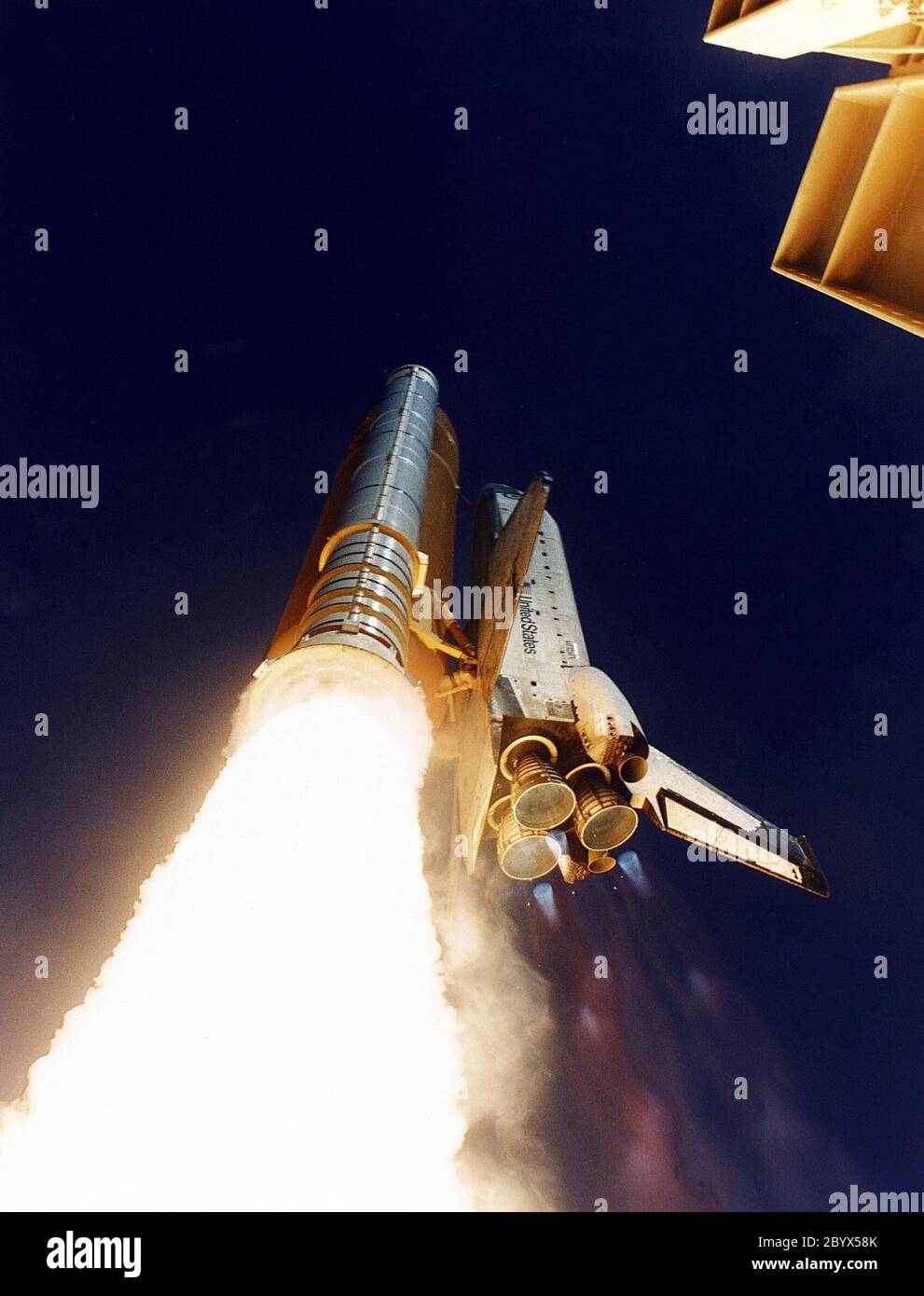 Like a rising sun lighting up the afternoon sky, the Space Shuttle Columbia soars from Launch Pad 39A at 2:20:32 p.m. EST, April 4, on the 16-day Microgravity Science Laboratory-1 (MSL-1) mission. The crew members are Mission Commander James D. Halsell, Jr.; Pilot Susan L. Still; Payload Commander Janice Voss; Mission Specialists Michael L. Gernhardt and Donald A. Thomas; and Payload Specialists Roger K. Crouch and Gregory T. Linteris. During the scheduled 16-day STS-83 mission, the MSL-1 will be used to test some of the hardware, facilities and procedures that are planned for use on the Inter Stock Photo