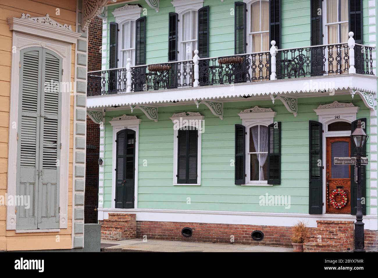 Burgundy Street, French Quarter, New Orleans, Louisiana, USA Stock