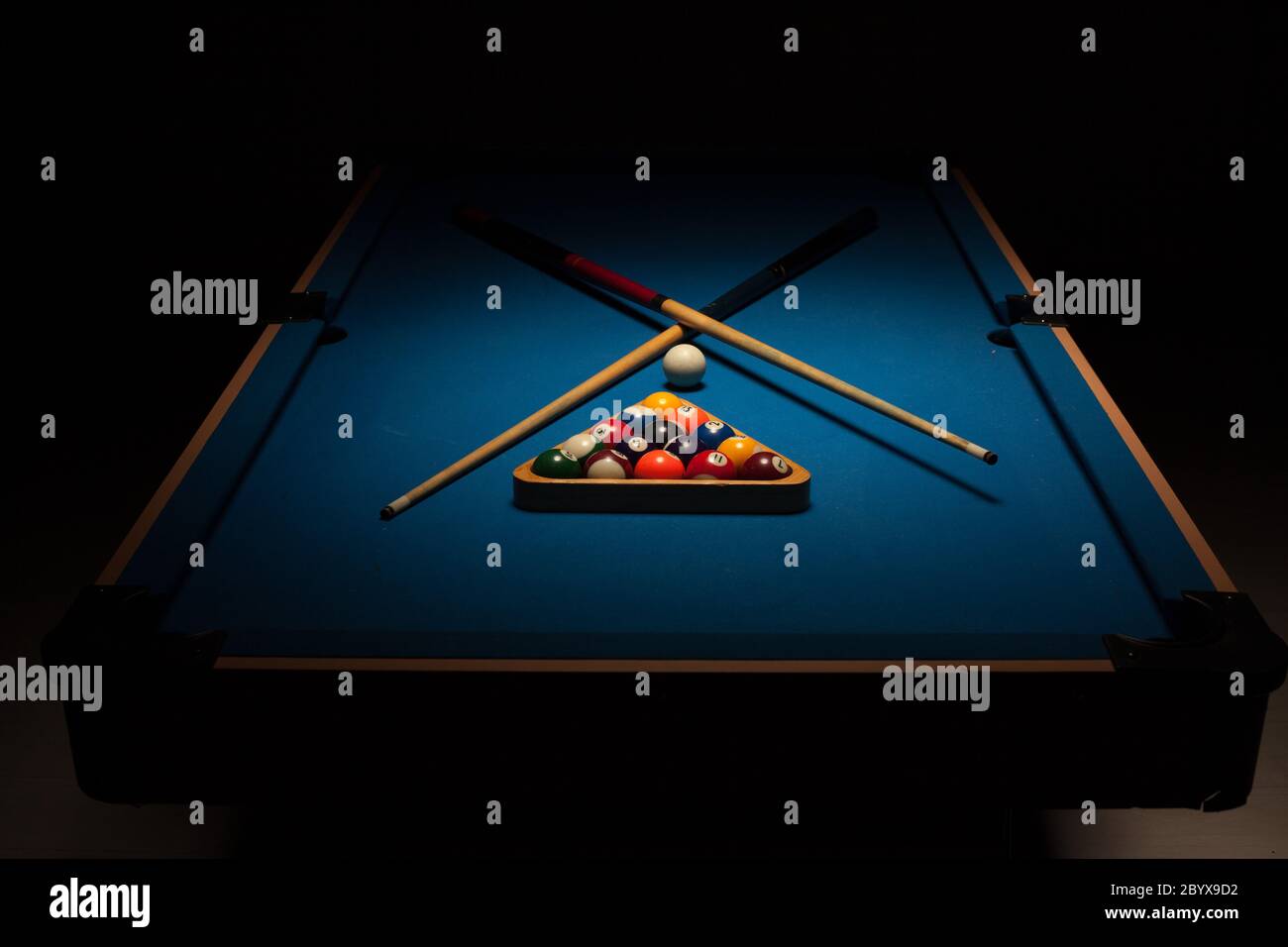 Pool equipment ready for a game Stock Photo Alamy