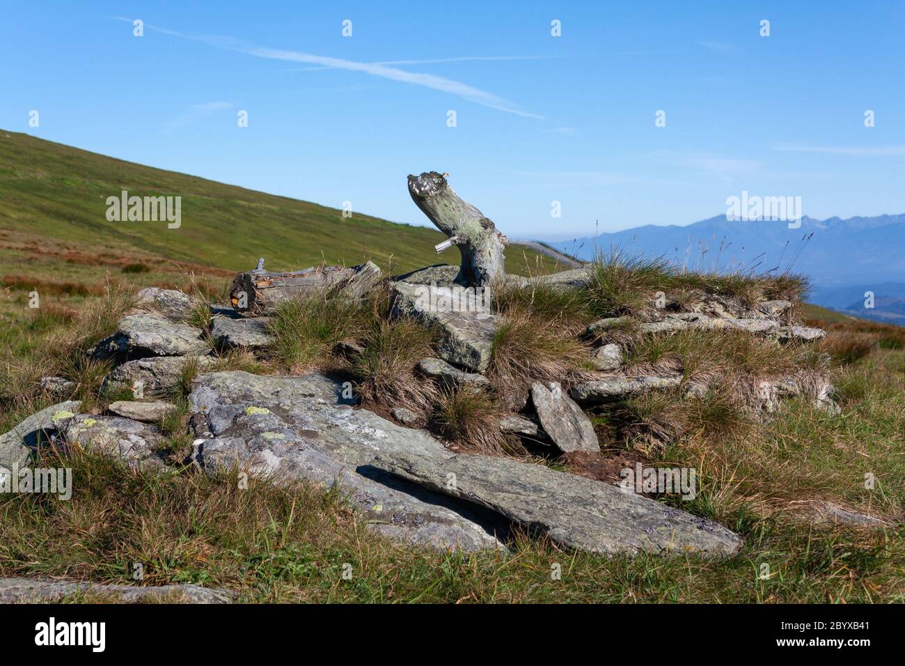 Metamorphic rock formations. Near Kráľova hoľa [mount], Slovakia. Stock Photo
