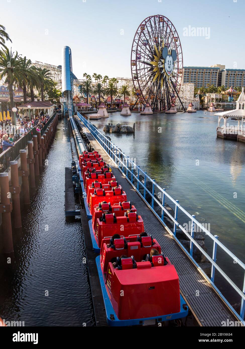 ANAHEIM, CALIFORNIA - December 2nd, 2016 - Paradise Pier in California Adventure in the Disneyland Resort showing California Screamin' and Mickey's Fu Stock Photo
