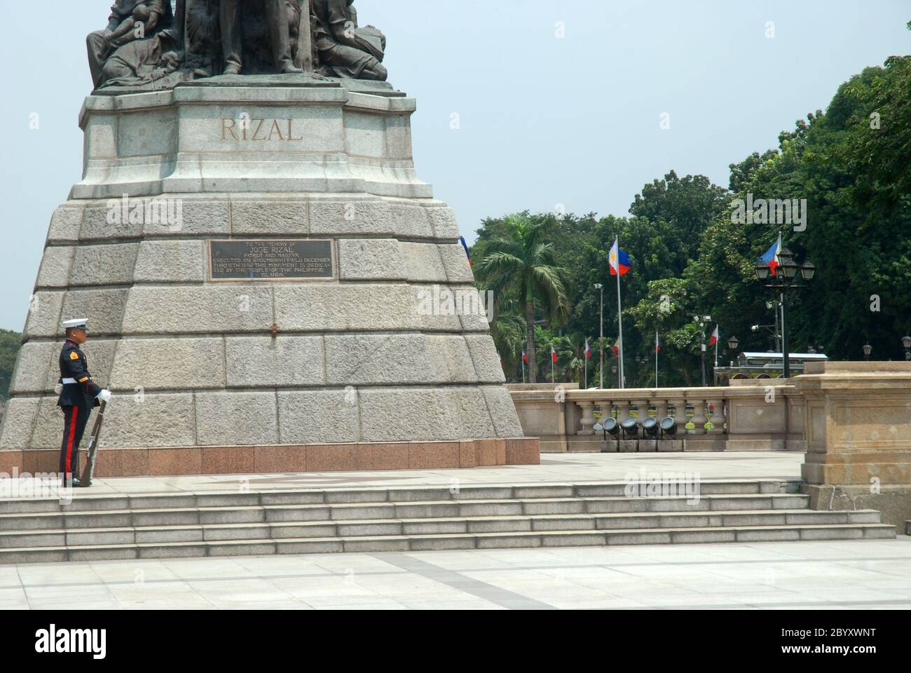 A lone soldier guards The Rizal Monument in Rizal Park or Luneta ...