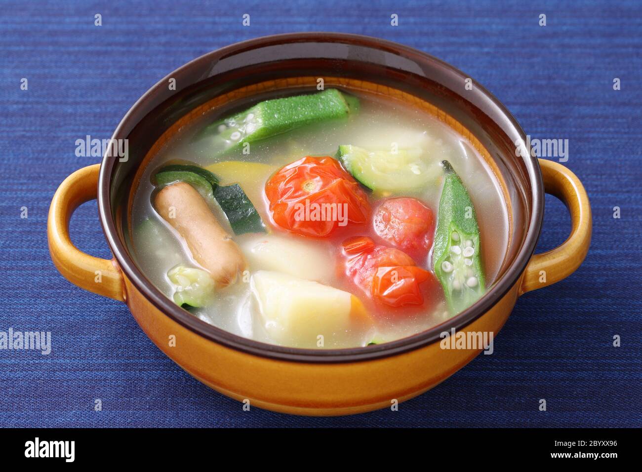 Soup of sausage and vegetables, Potaufeu (japanesestyle Stock Photo