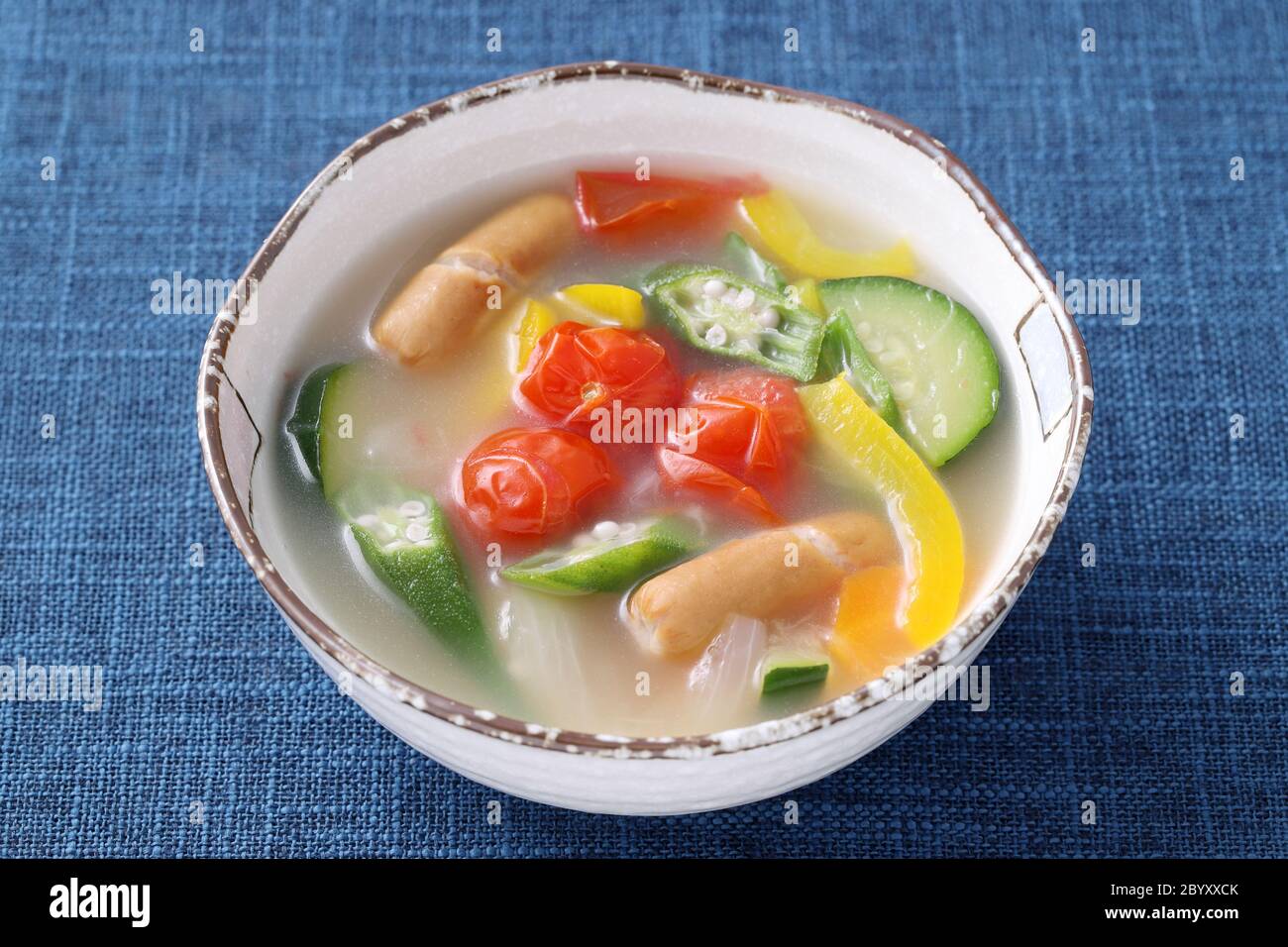 Soup of sausage and vegetables, Potaufeu (japanesestyle Stock Photo