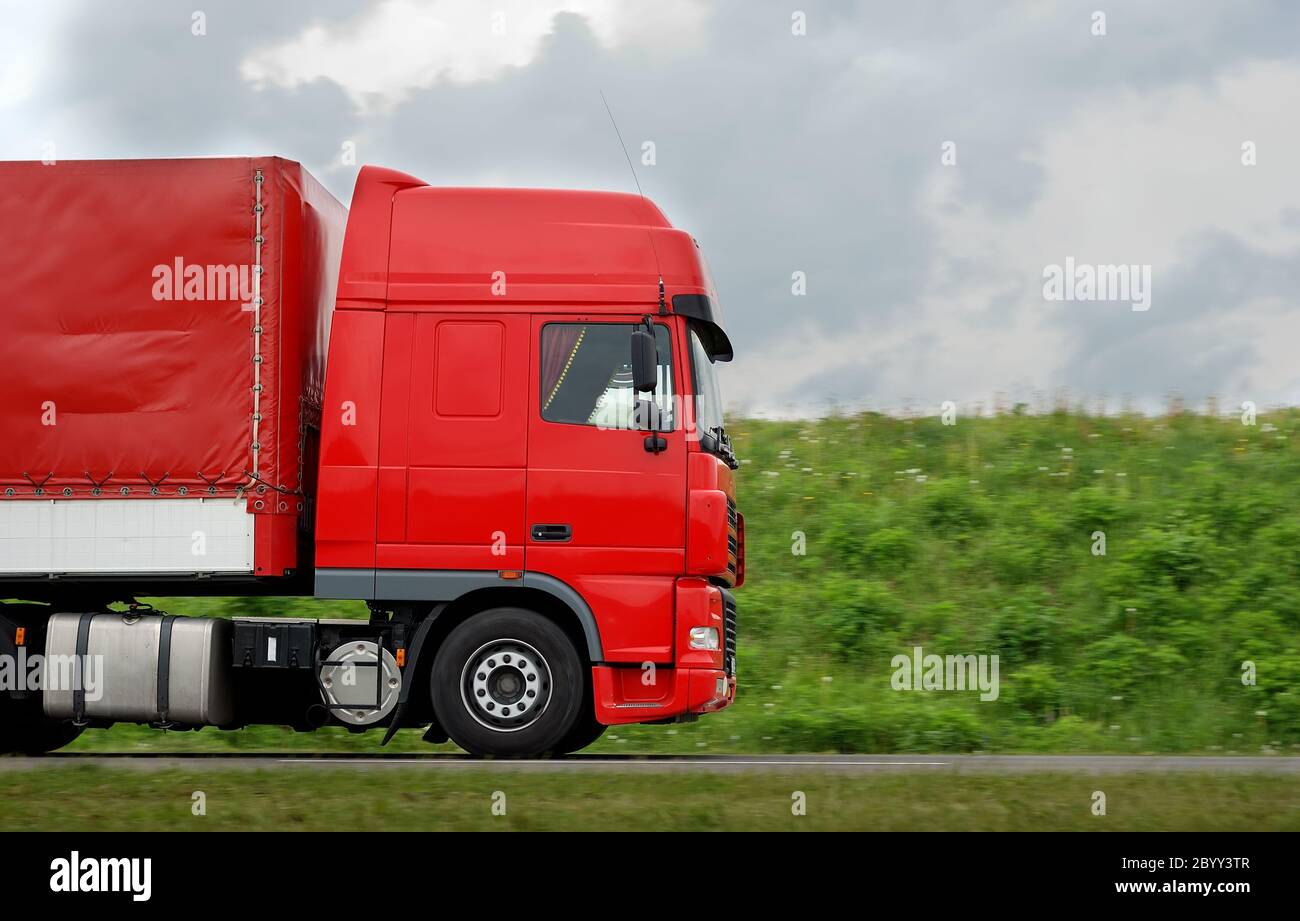 red lorry Stock Photo