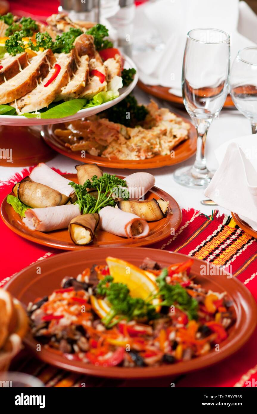 catering food table set decoration Stock Photo - Alamy