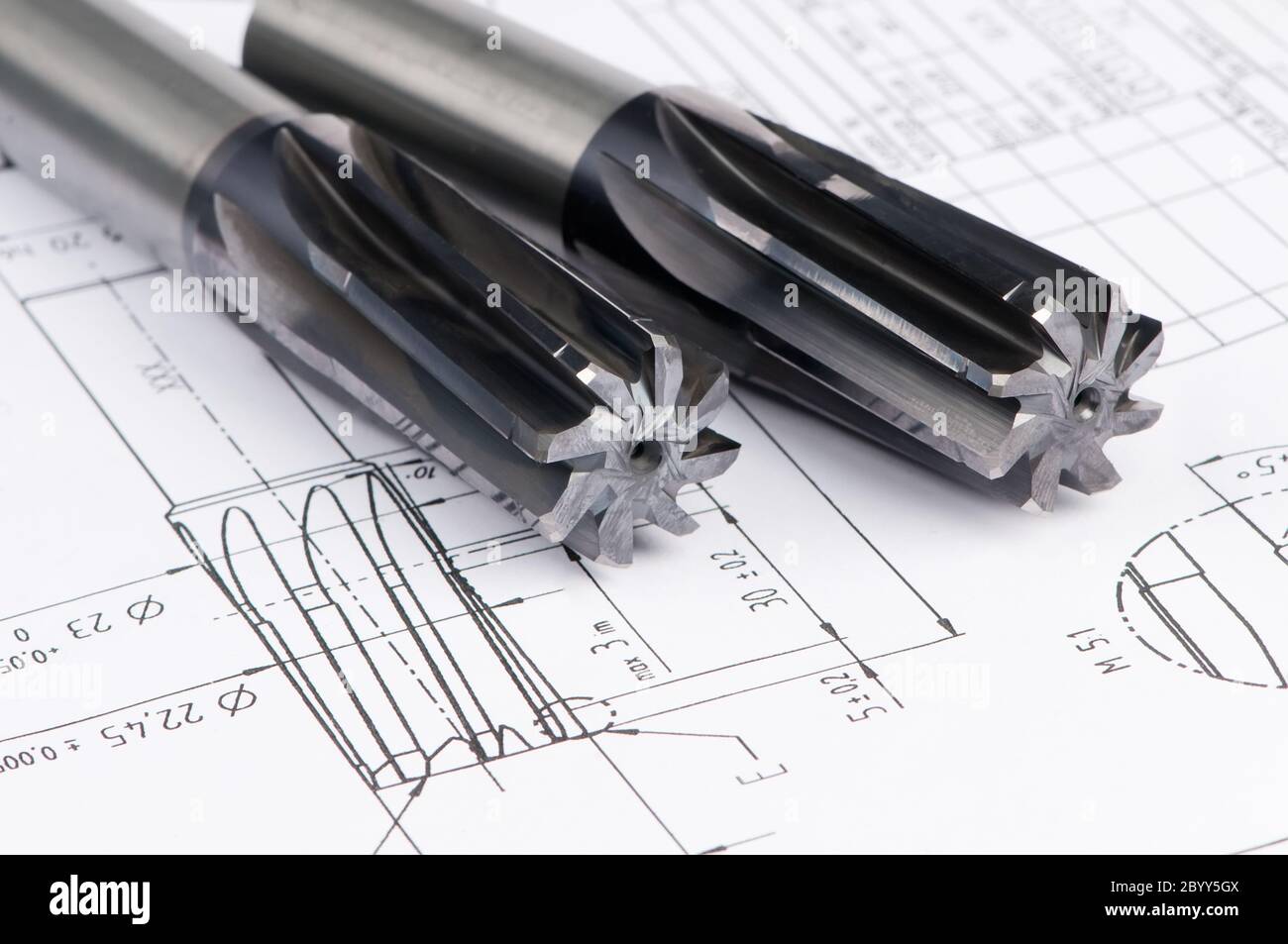 finished metal reamer tools Stock Photo