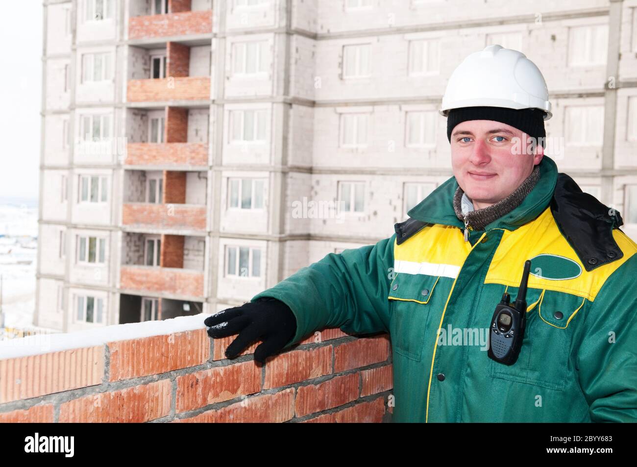 smiling builder worker foreman Stock Photo