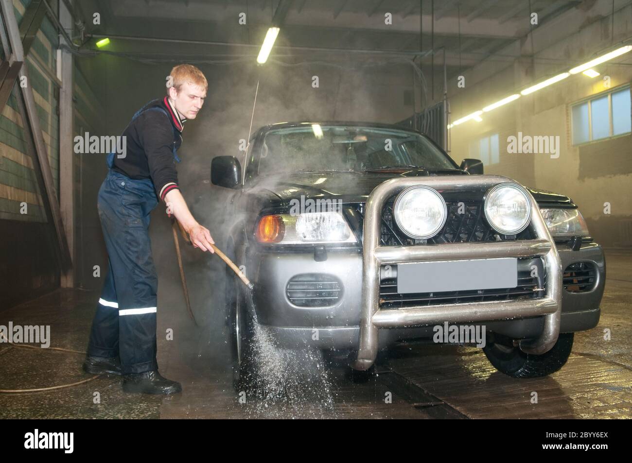 manual car washing Stock Photo