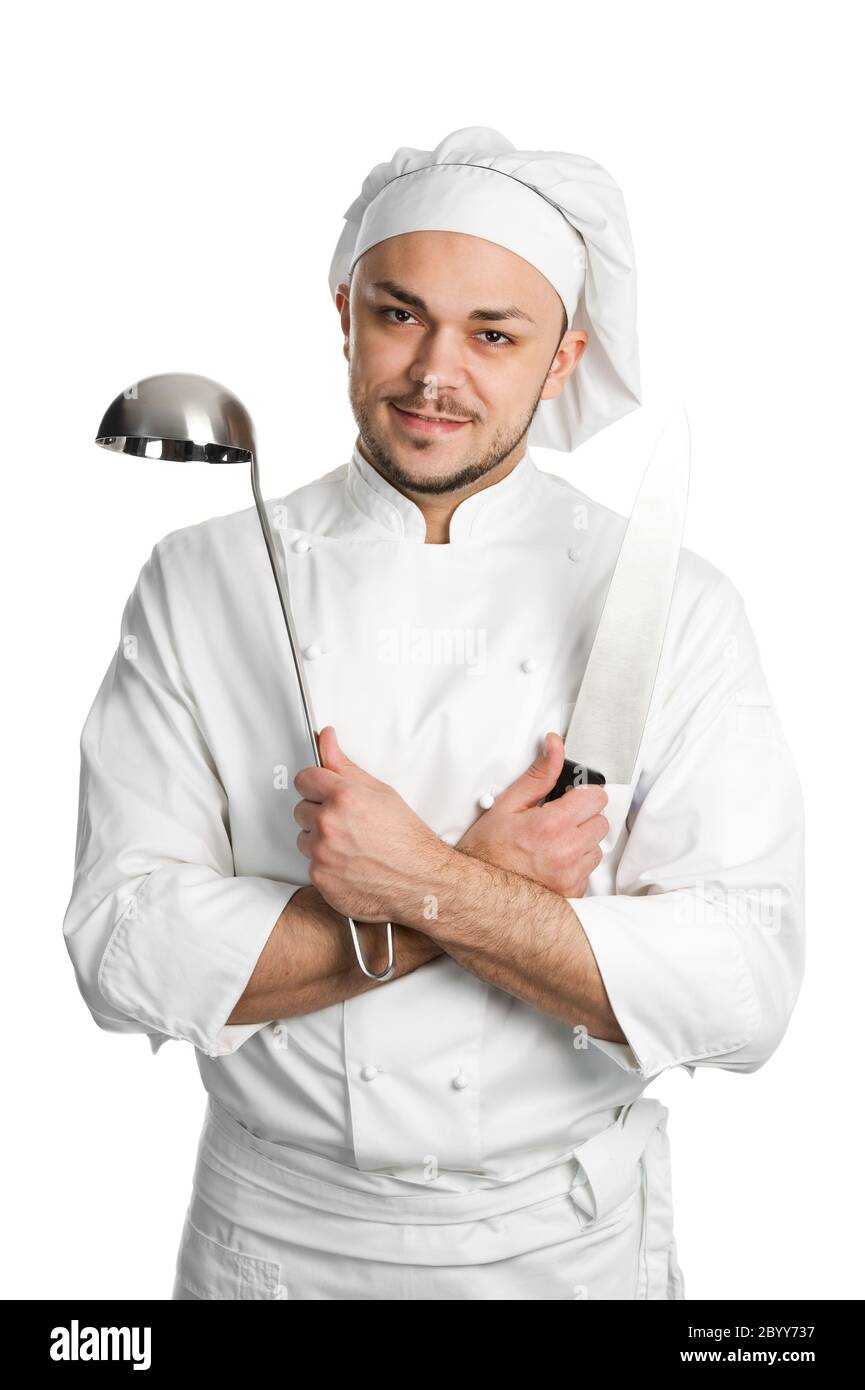 chef with ladle isolated Stock Photo