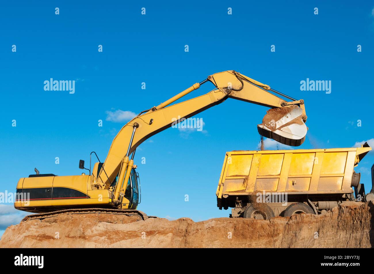 excavator and dumper truck Stock Photo