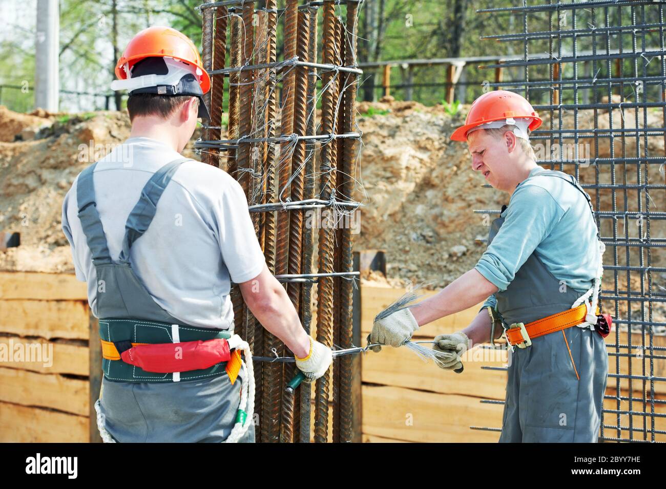 construction workers making reinforcement Stock Photo - Alamy