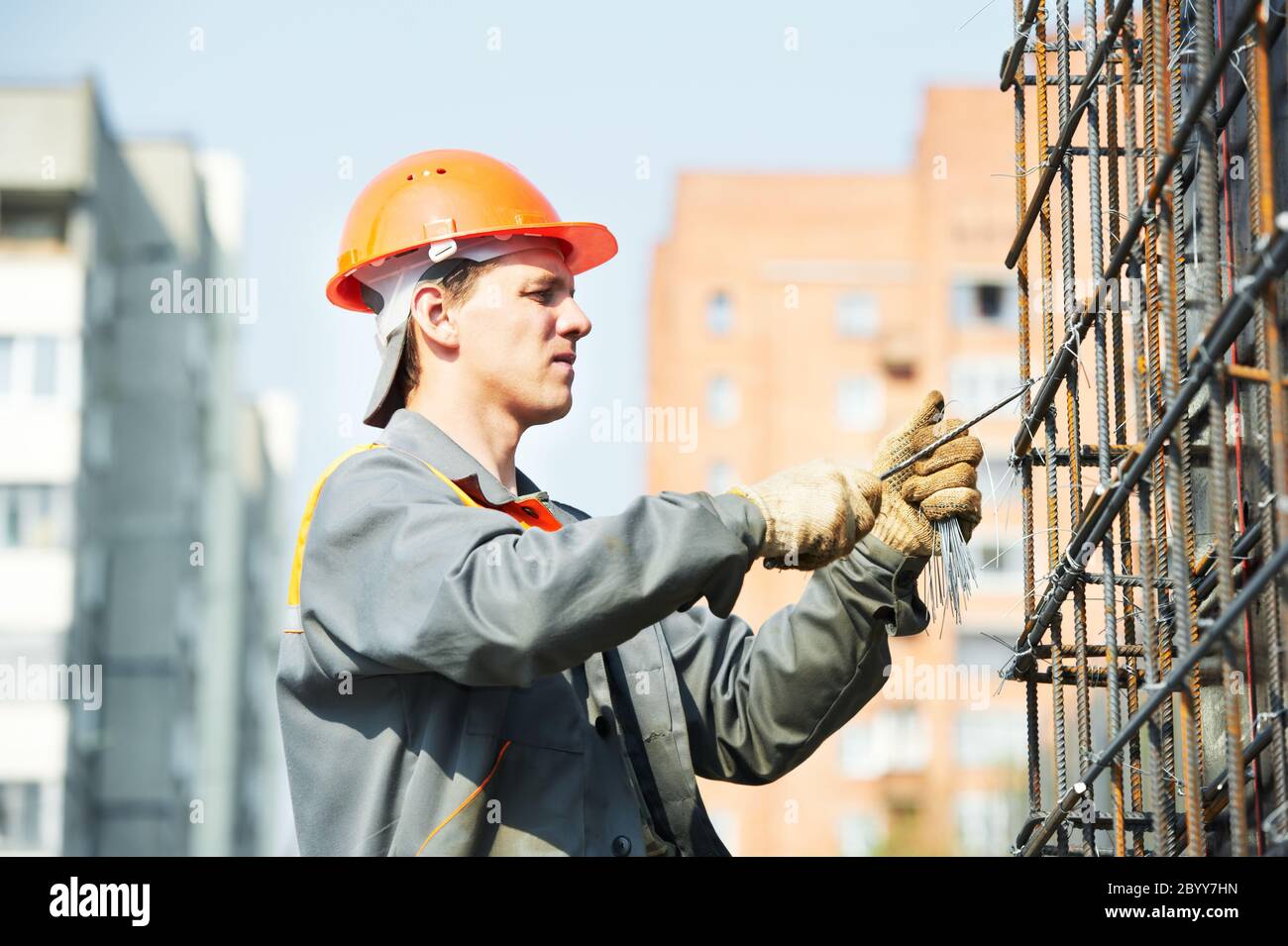 construction worker making reinforcement Stock Photo - Alamy