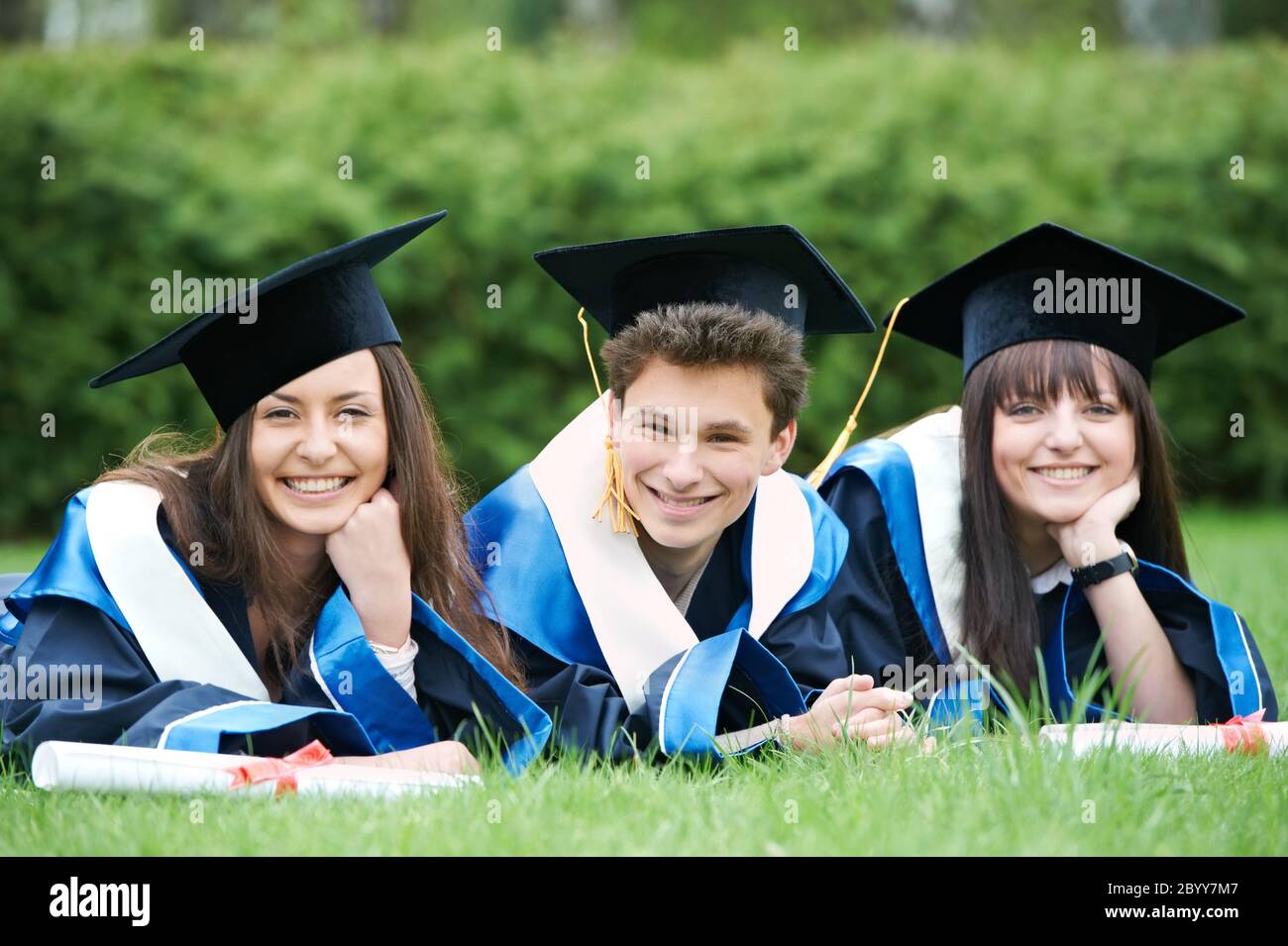 happy graduate students Stock Photo