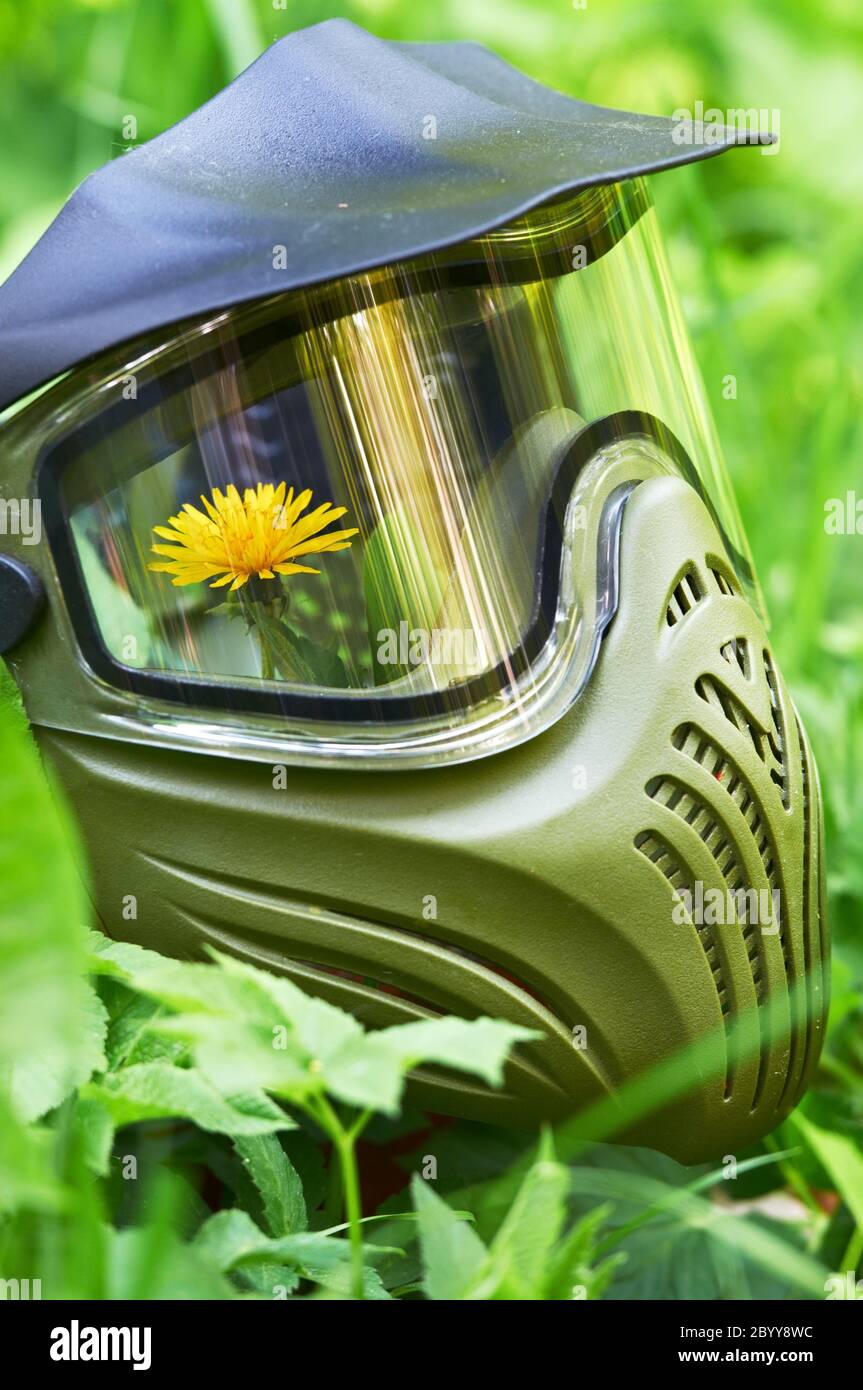 paintball mask with flower Stock Photo