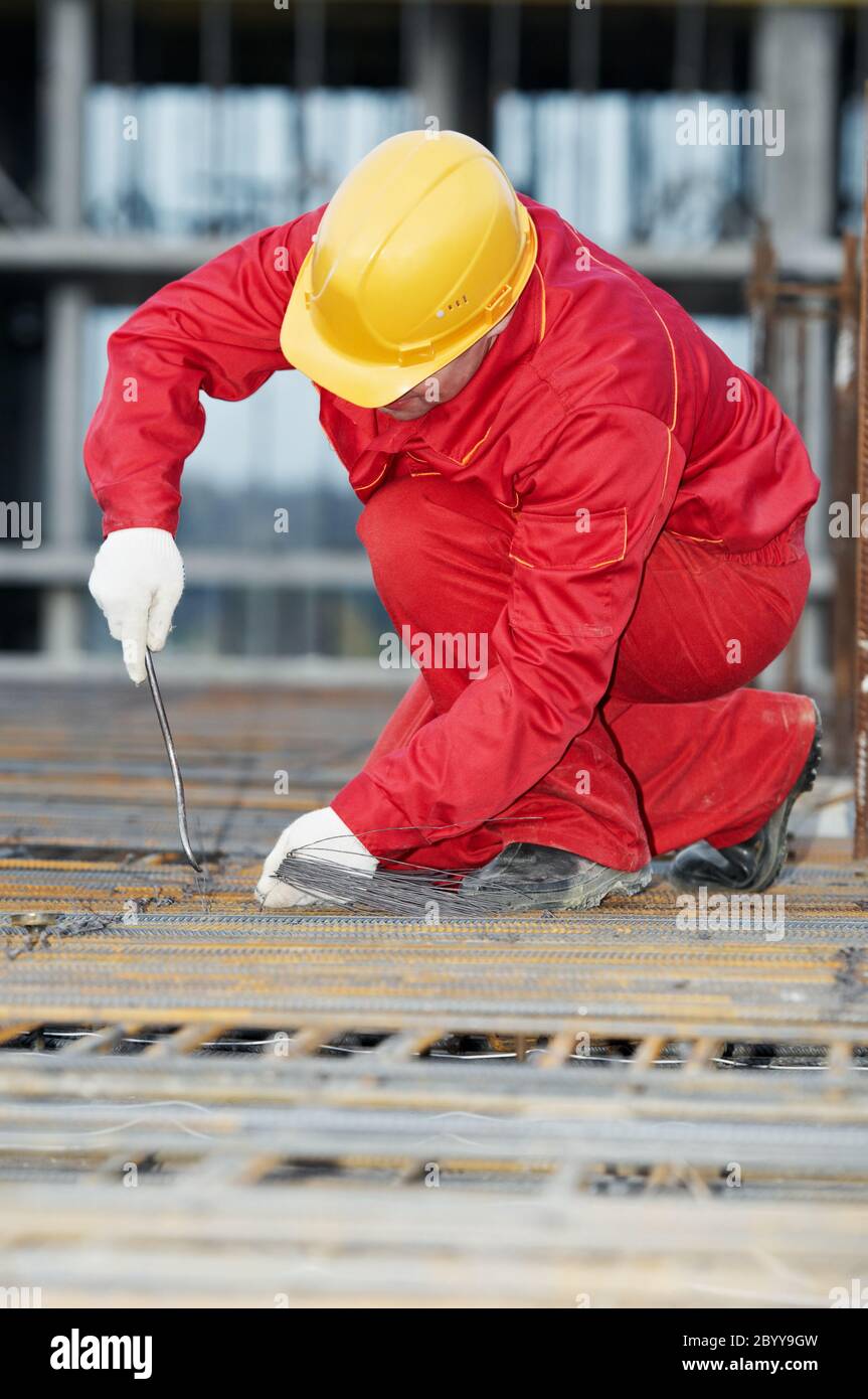 construction worker making reinforcement Stock Photo - Alamy