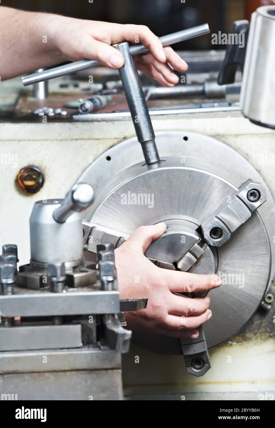 metal blank machining process Stock Photo