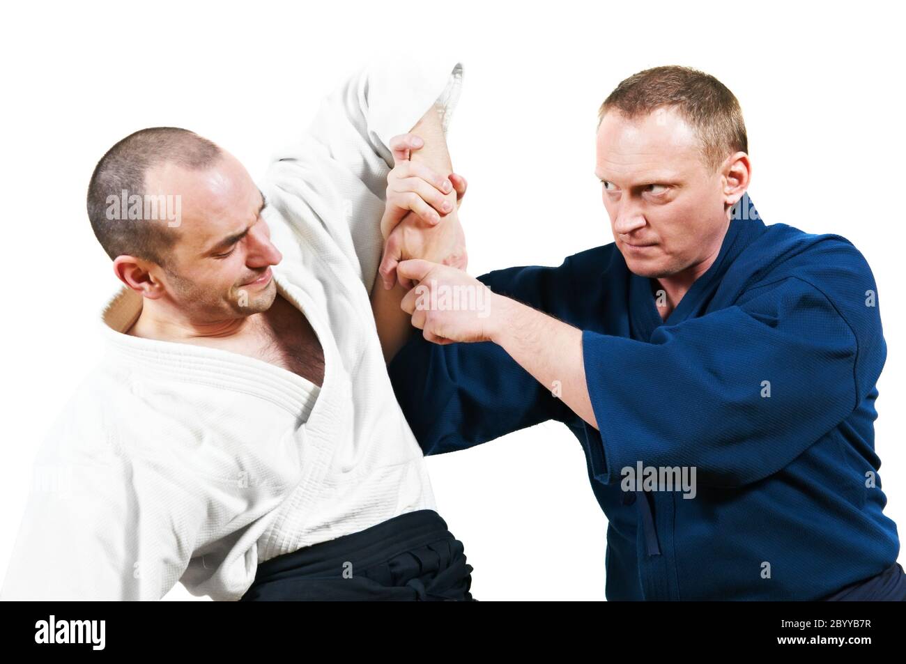 Sparring of two jujitsu fighters Stock Photo