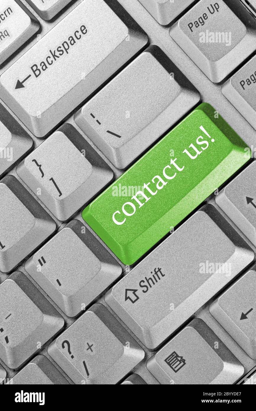 Keyboard green key contact us Stock Photo Alamy