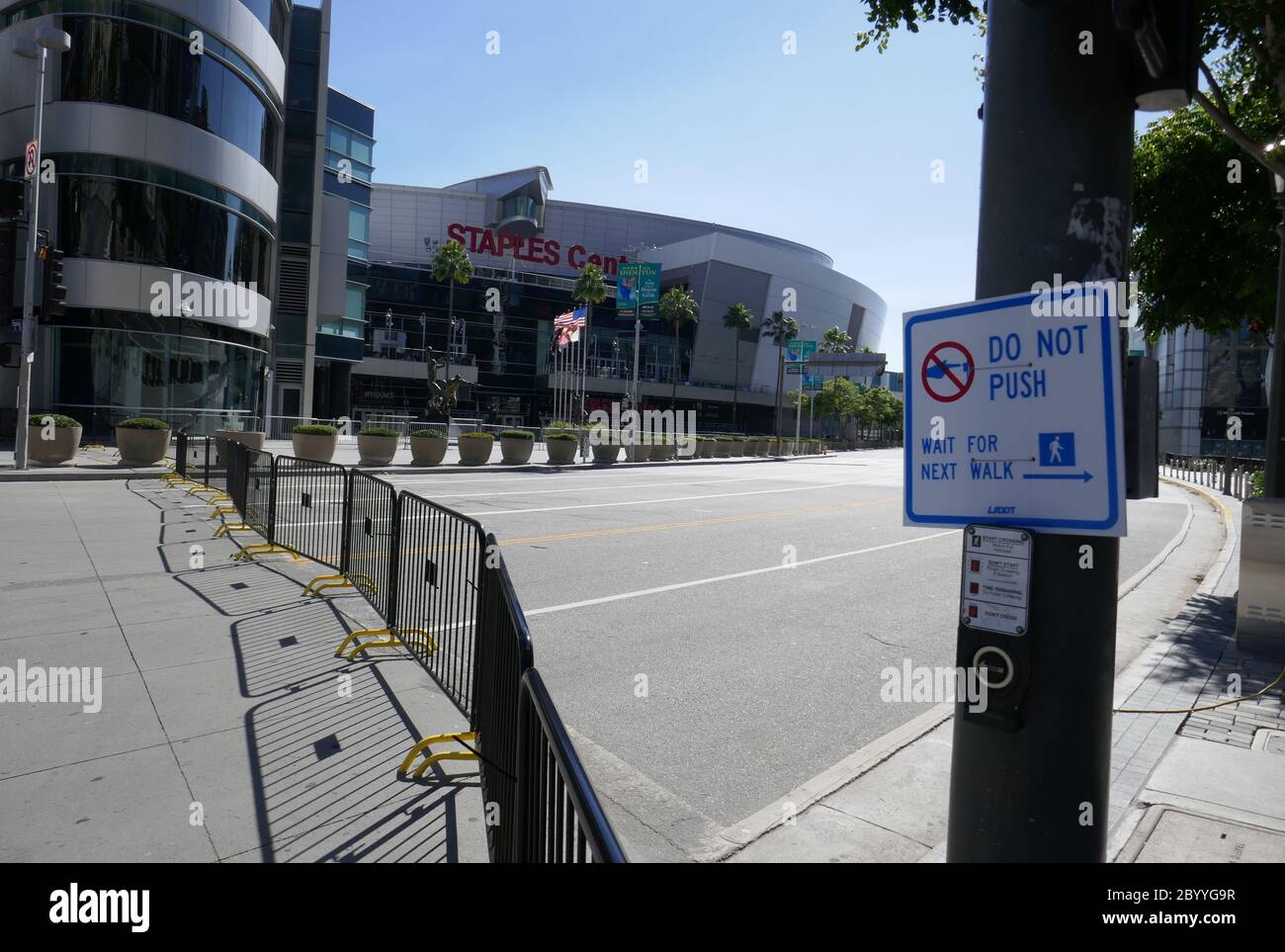 Los Angeles, California USA 10th June 2020 A general view of atmosphere of Staples Center Closed and street blocked off at LA Live in Los Angeles, California, USA. Photo by Barry King/Alamy Live News Stock Photo