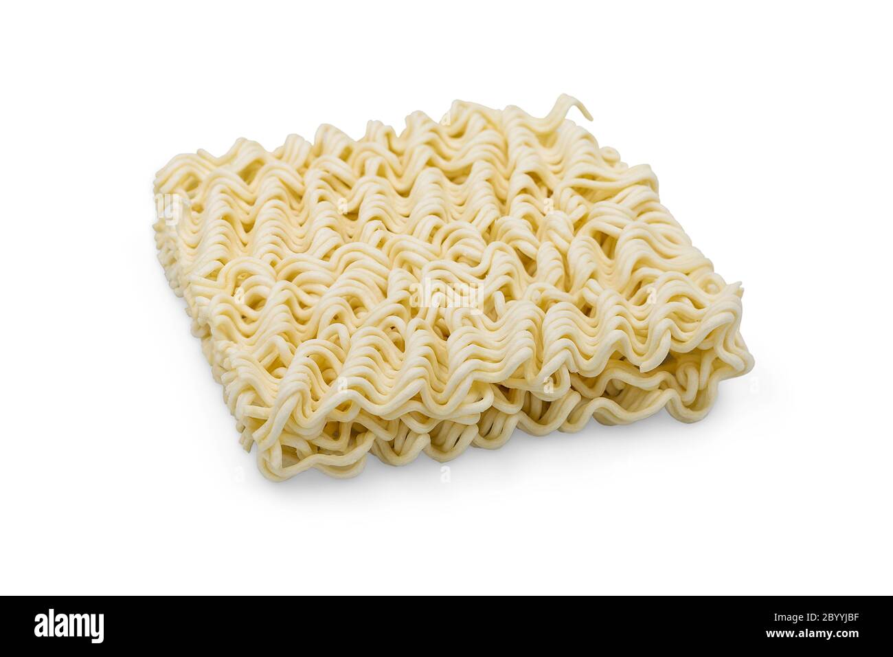 Uncooked instant noodle on white isolated background with clipping path