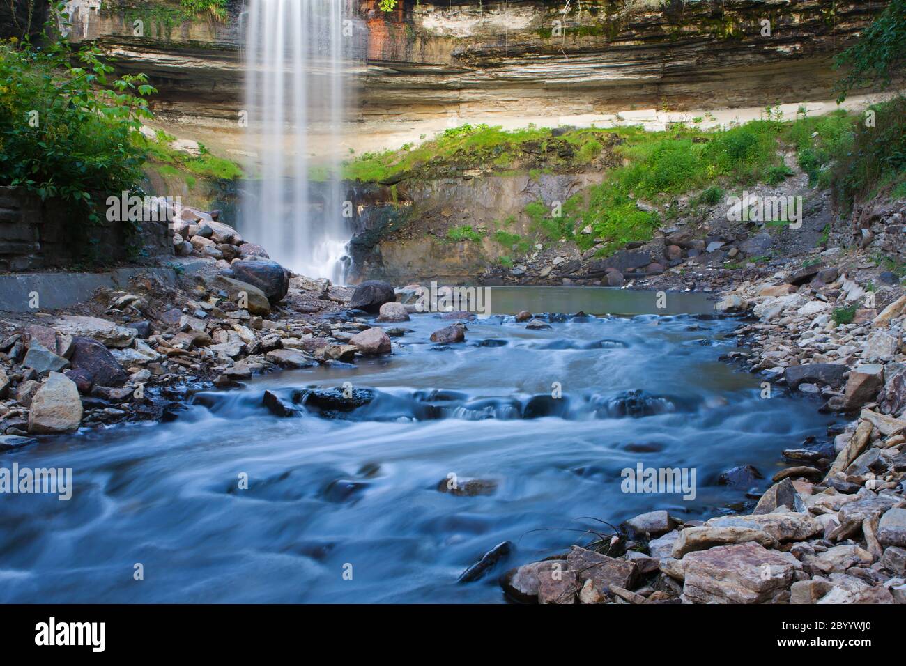 Beautiful Minnehaha Creek Waterfall. Stock Photo