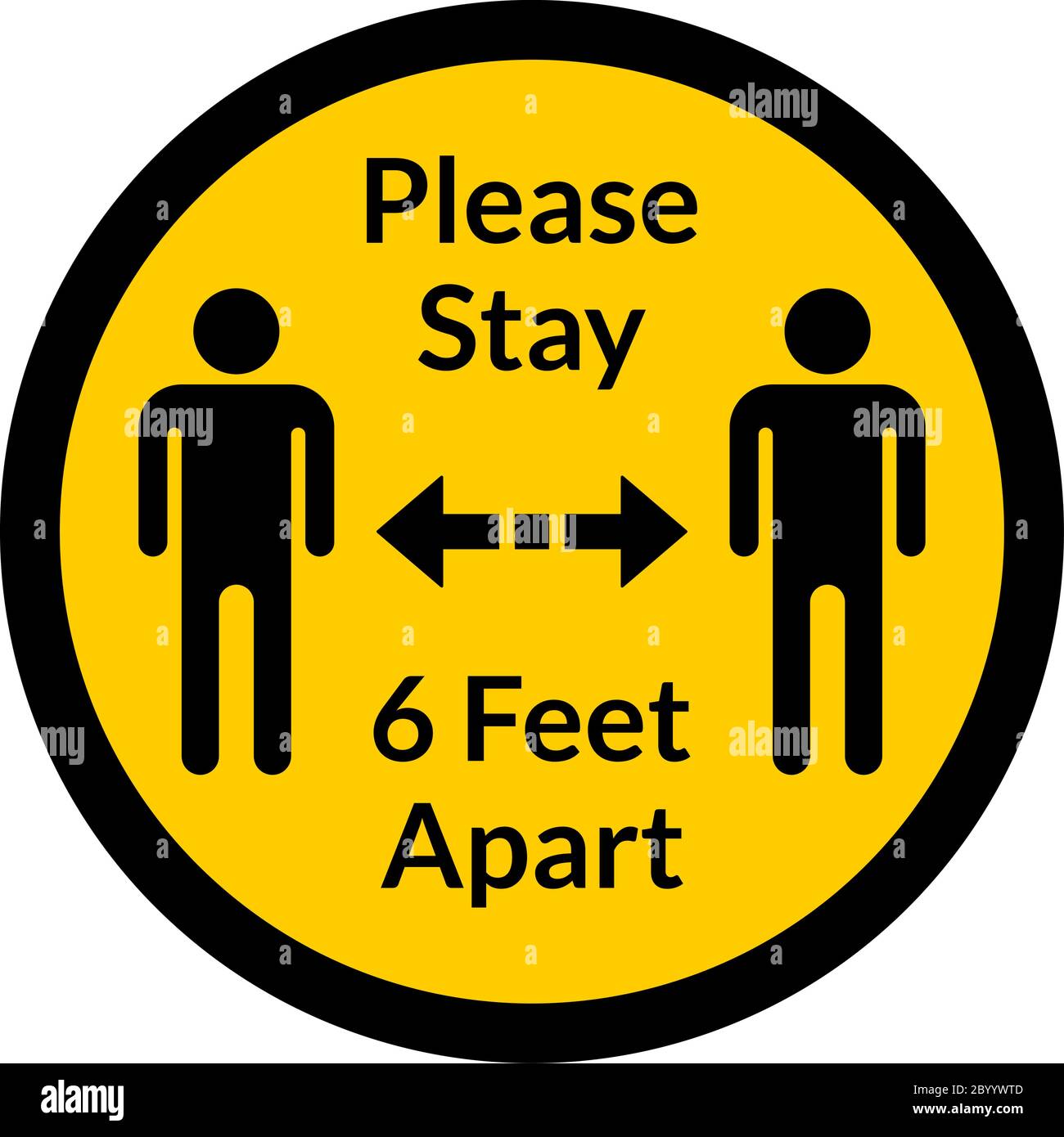Please Stay 6 Feet Apart Round Social Distancing Instruction Sticker
