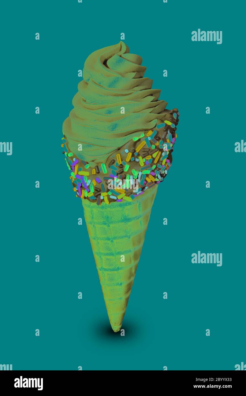 chocolate ice cream on wafer cone Stock Photo Alamy