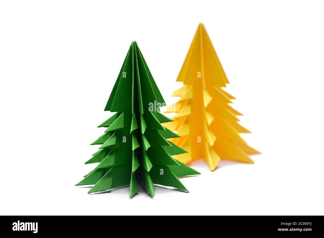 Paper christmas trees isolated on white background Stock Photo