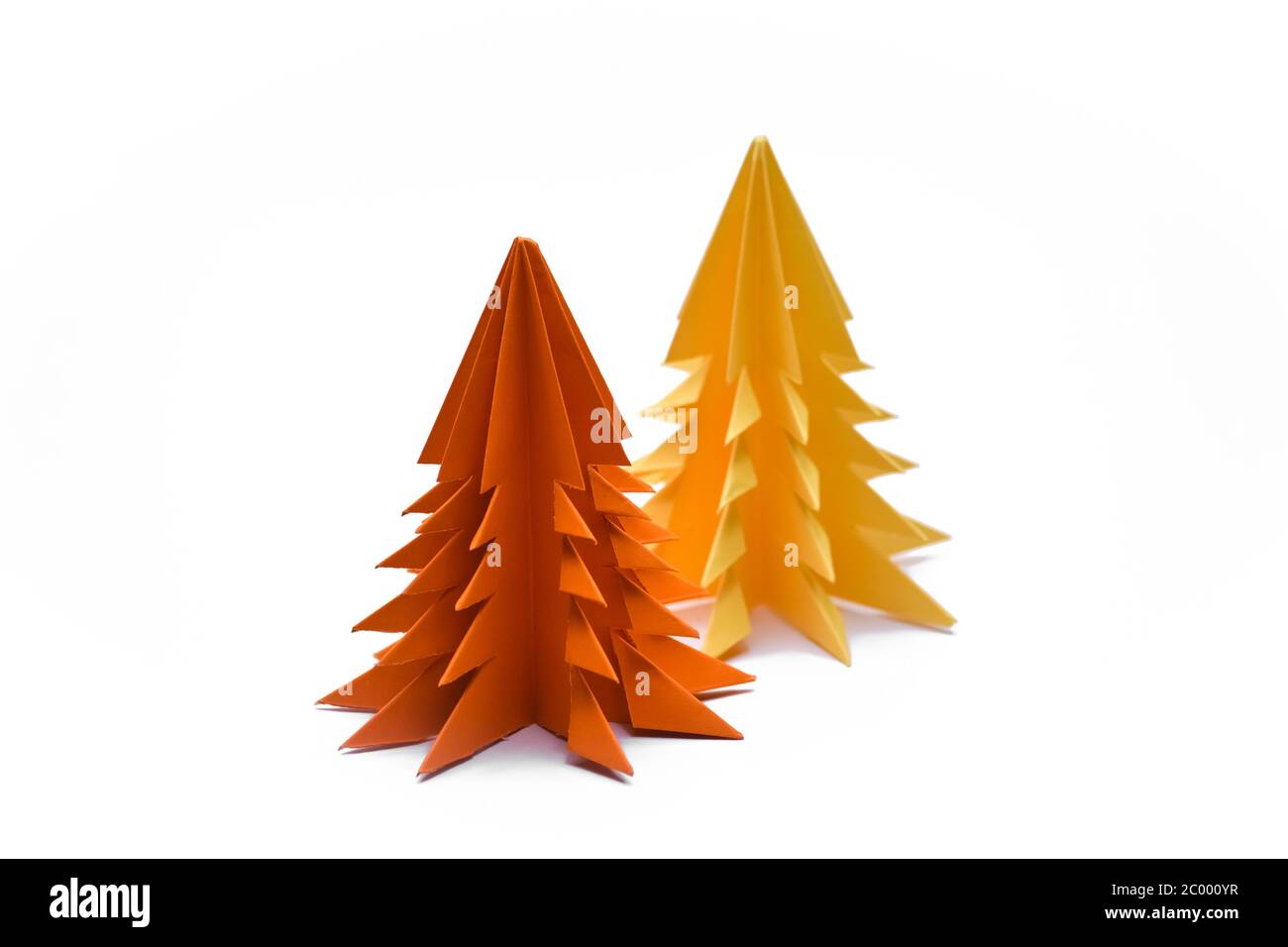 Paper christmas trees isolated on white background Stock Photo