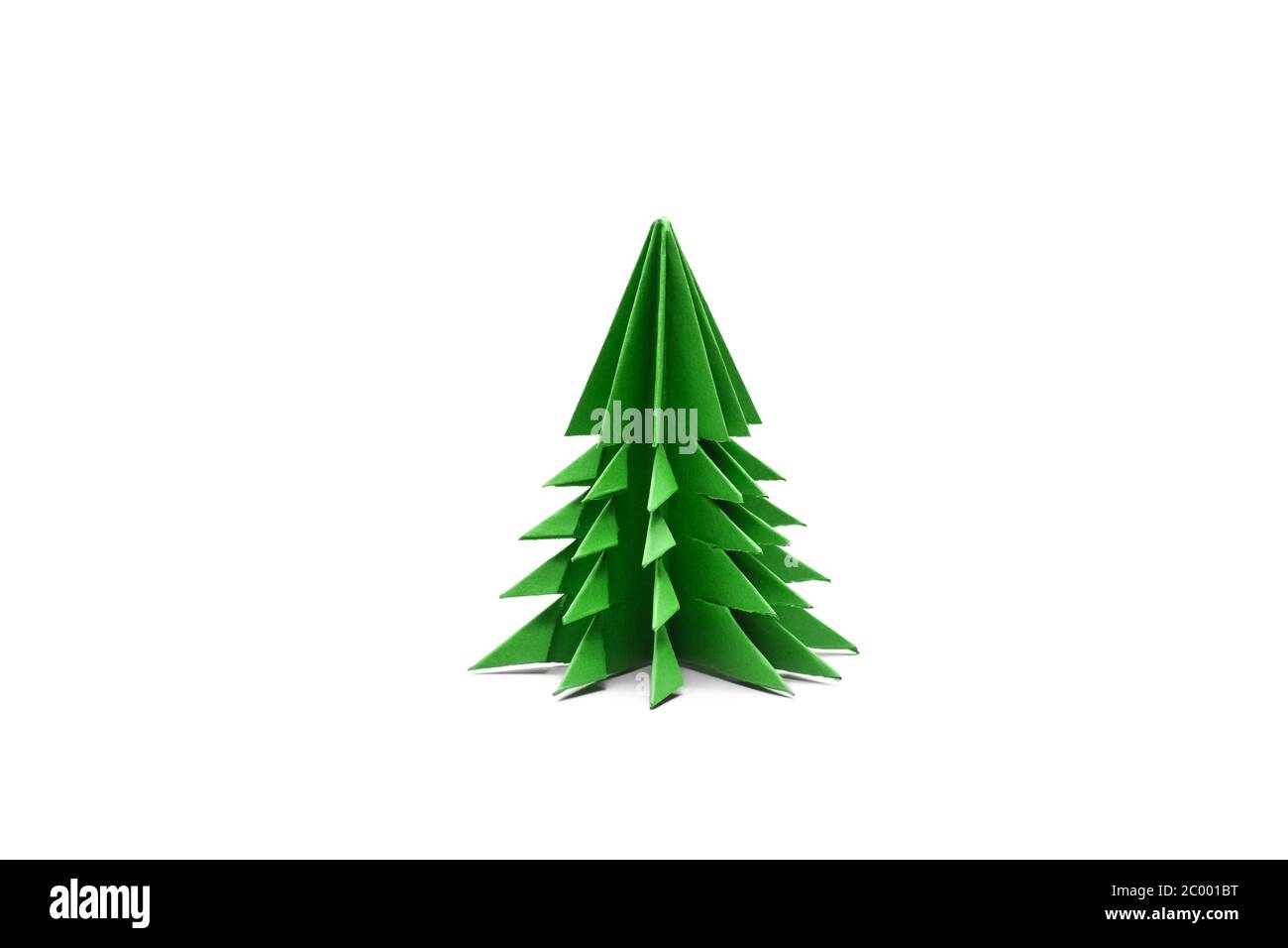 Green origami christmas tree isolated on white background Stock Photo ...