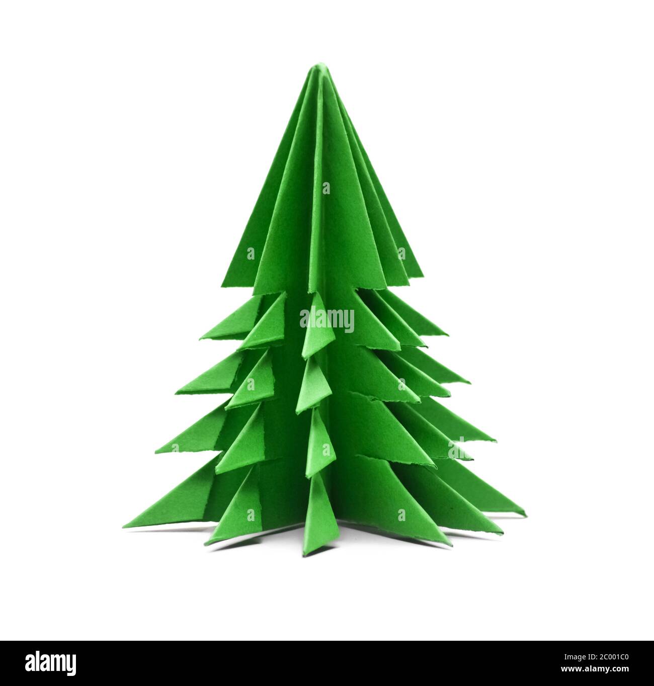 Green origami christmas tree isolated on white background Stock Photo ...