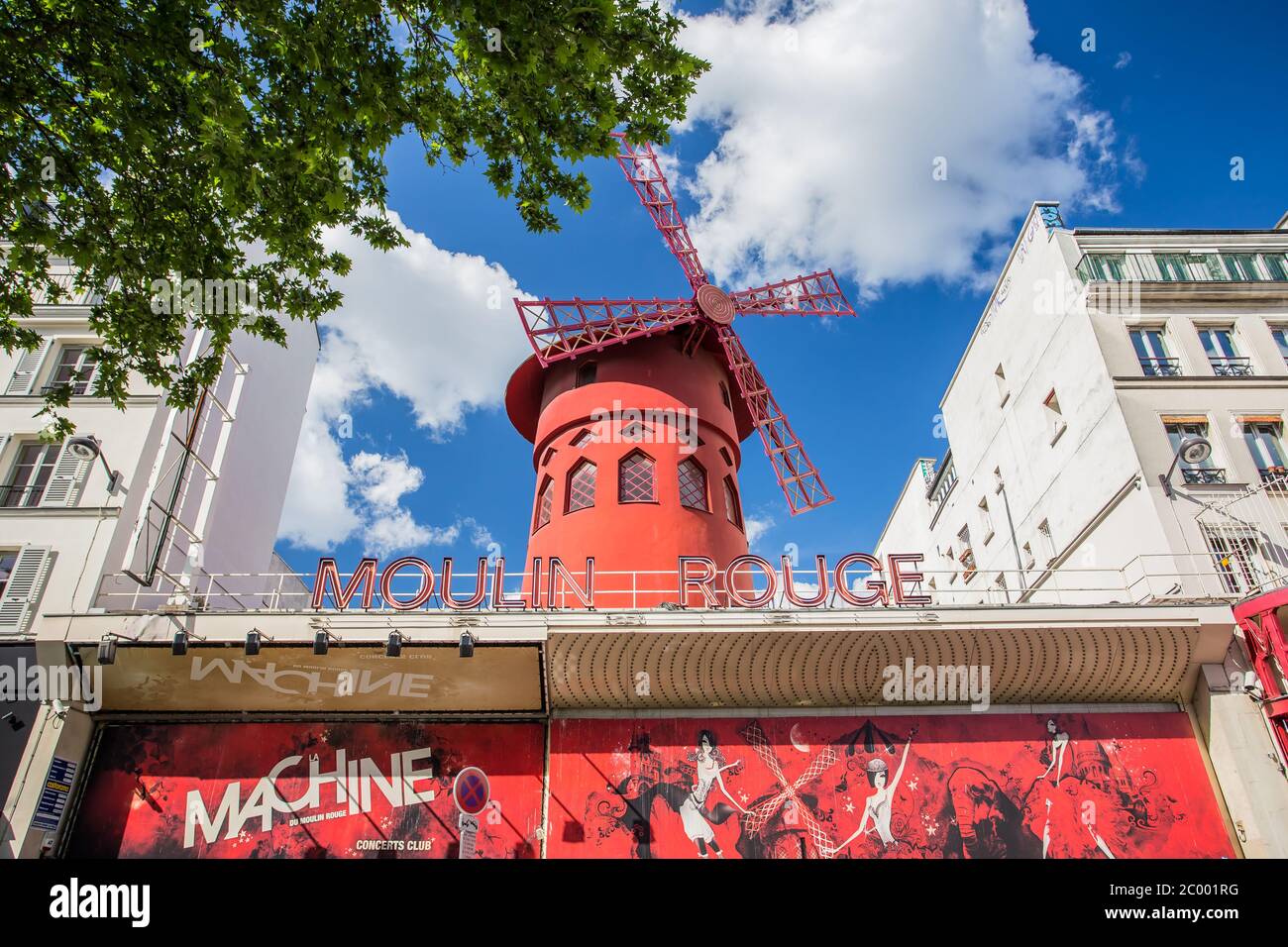 PARIS - MAY 15: The Moulin Rouge , on May 15, 2014 in Paris, France. Moulin Rouge is a famous cabaret built in 1889, locating in Stock Photo