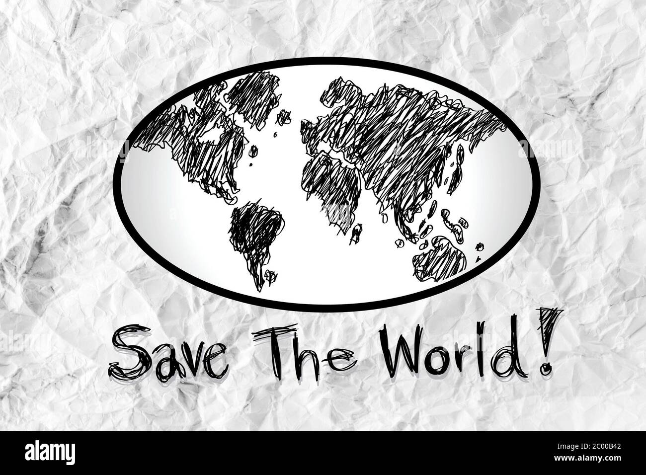 Globe earth icons themes idea design on crumpled paper Stock Photo