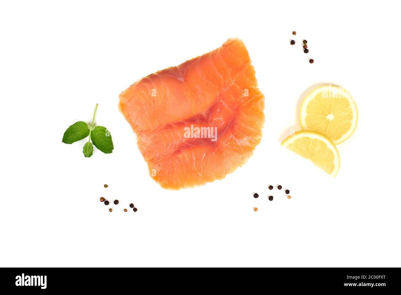 Fresh salmon fillet on the white background Stock Photo - Alamy