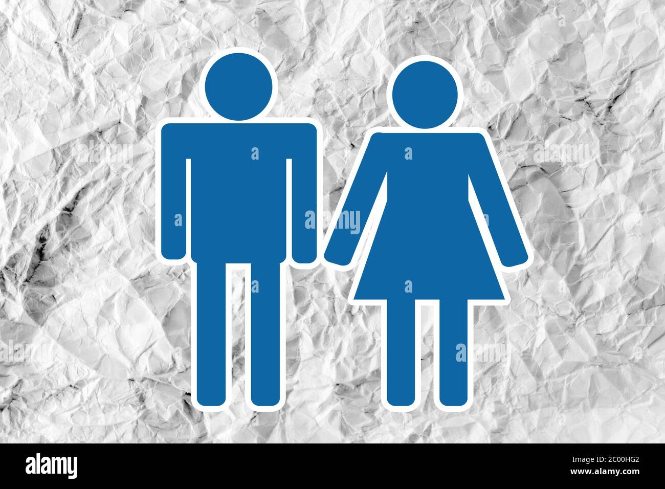 People Family icon Pictogram People on crumpled paper Stock Photo