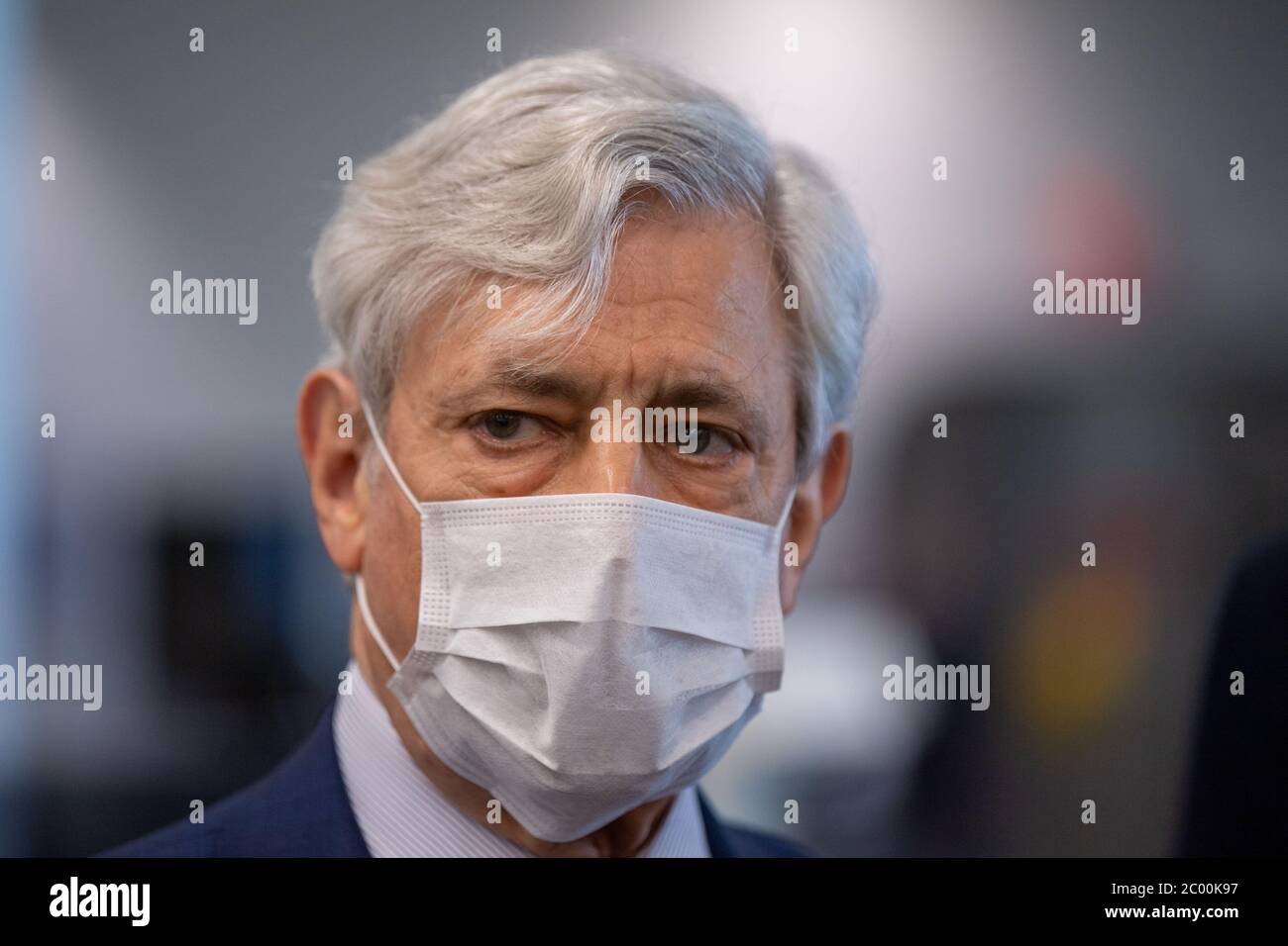 New York, United States. 10th June, 2020. Rick Cotton looks on while wearing a face mask at the