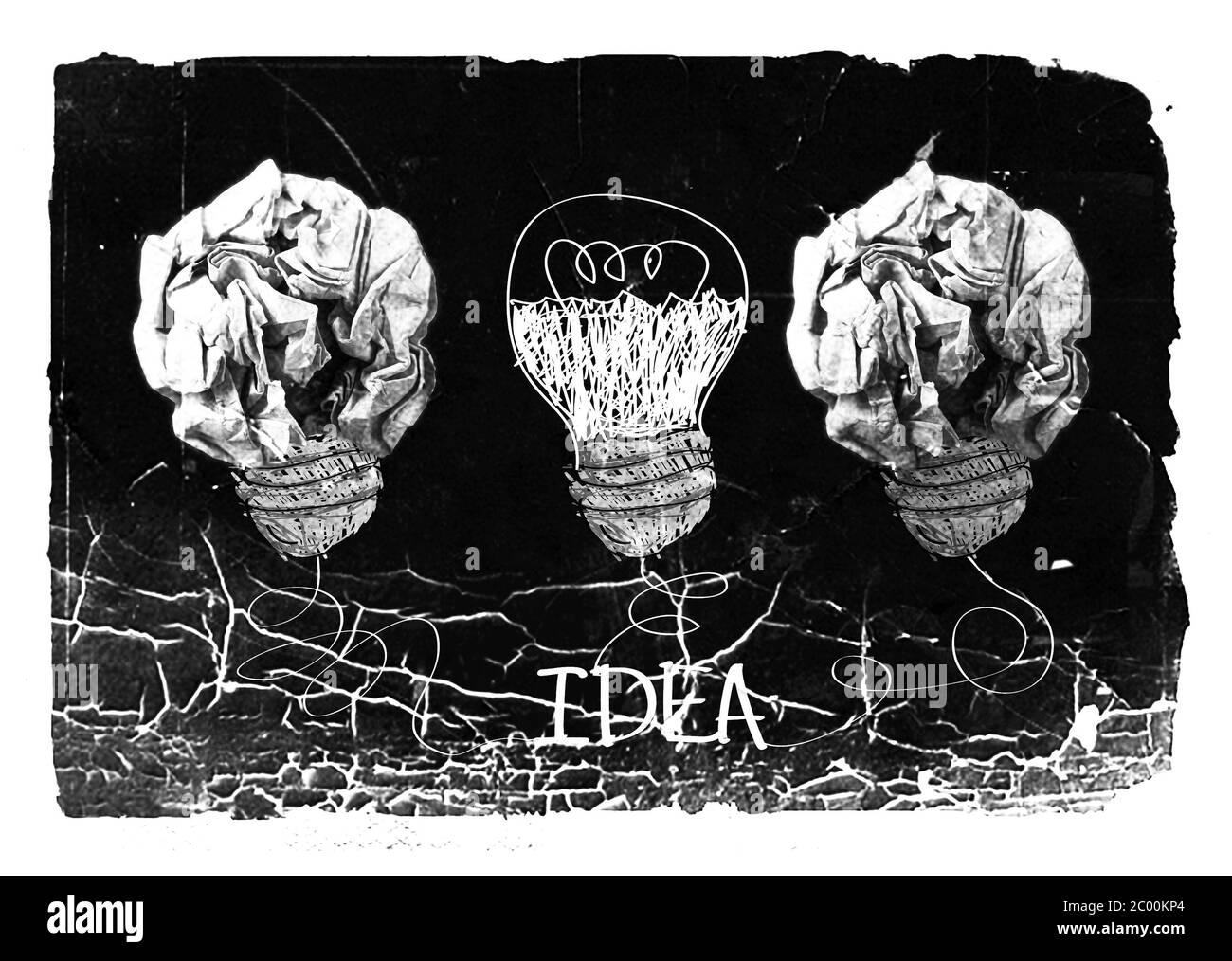 concept crumpled paper light bulb metaphor for good idea Stock Photo