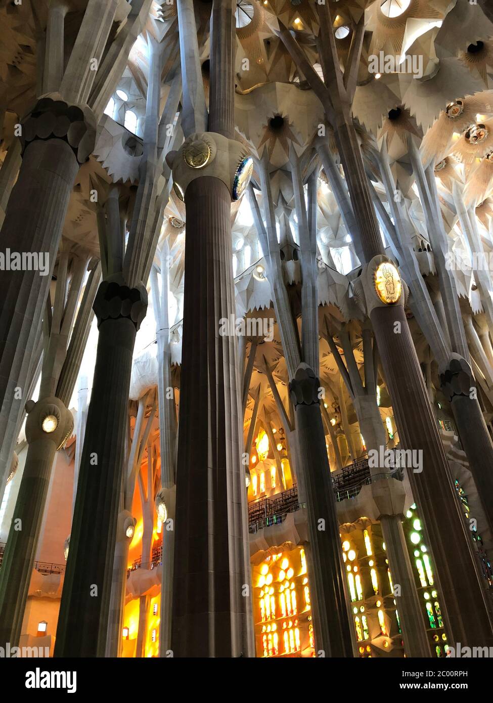 Barcelona, Spain - May 22, 2019: Interior Sagrada Familia with columns ...