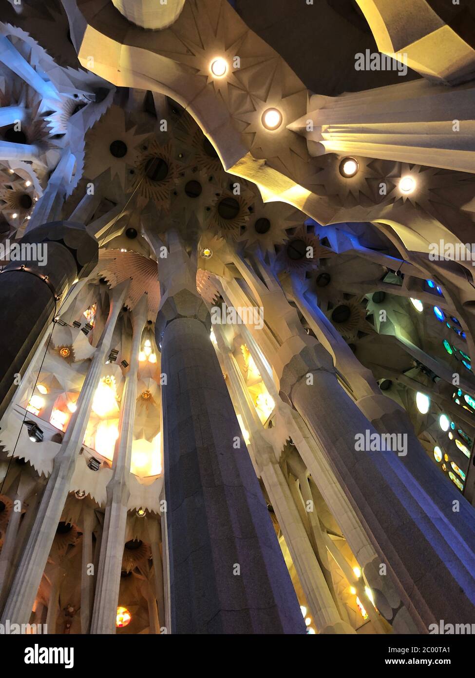 Barcelona, Spain - May 22, 2019: Interior Sagrada Familia with columns ...