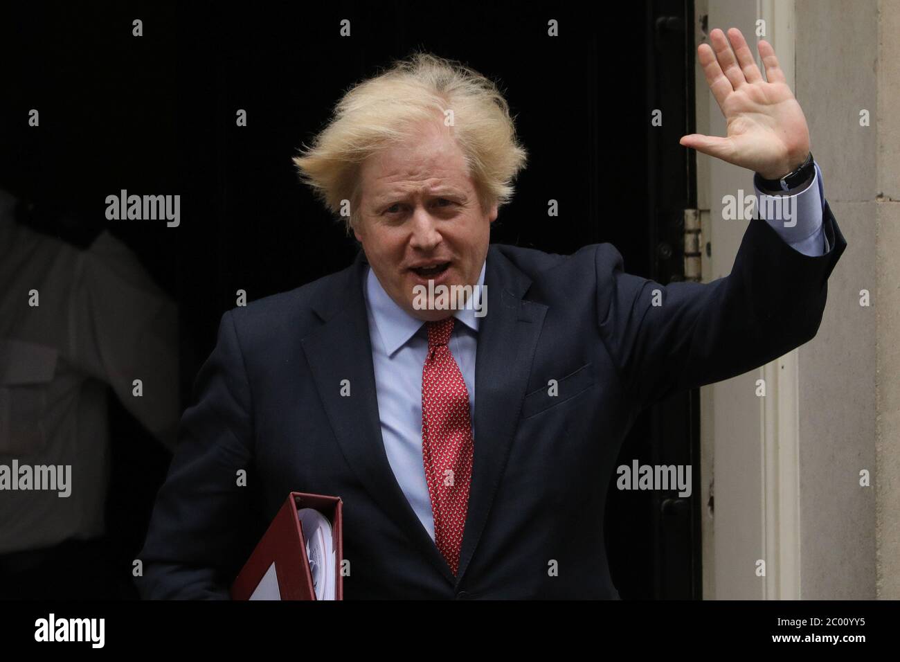 Beijing, China. 10th June, 2020. British Prime Minister Boris Johnson leaves 10 Downing Street for Prime Minister's Questions at the House of Commons in London, Britain on June 10, 2020. British Prime Minister Boris Johnson confirmed Wednesday that zoos and outdoor attractions in England will be allowed to reopen from Monday, but still social distancing rules must be followed. Credit: Tim Ireland/Xinhua/Alamy Live News Stock Photo