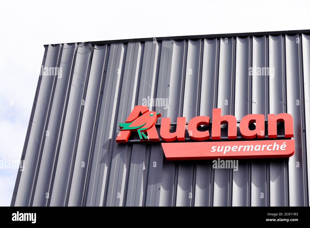 Bordeaux , Aquitaine / France - 06 06 2020 : Auchan supermarche logo sign of French group of supermarket Stock Photo