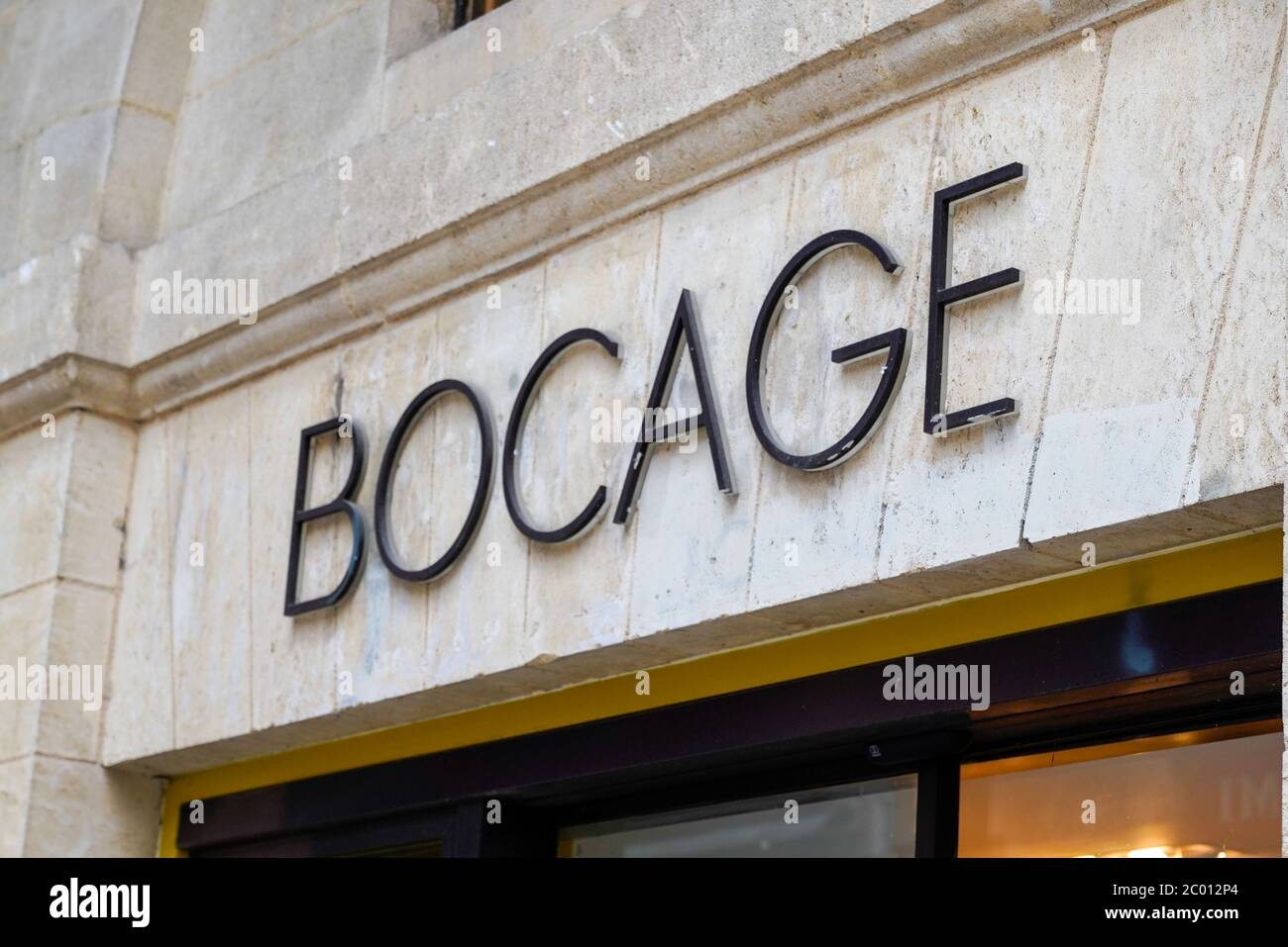 Bordeaux , Aquitaine / France - 06 01 2020 : Bocage logo sign of French  store producing fashionable shoes for men and women Stock Photo - Alamy