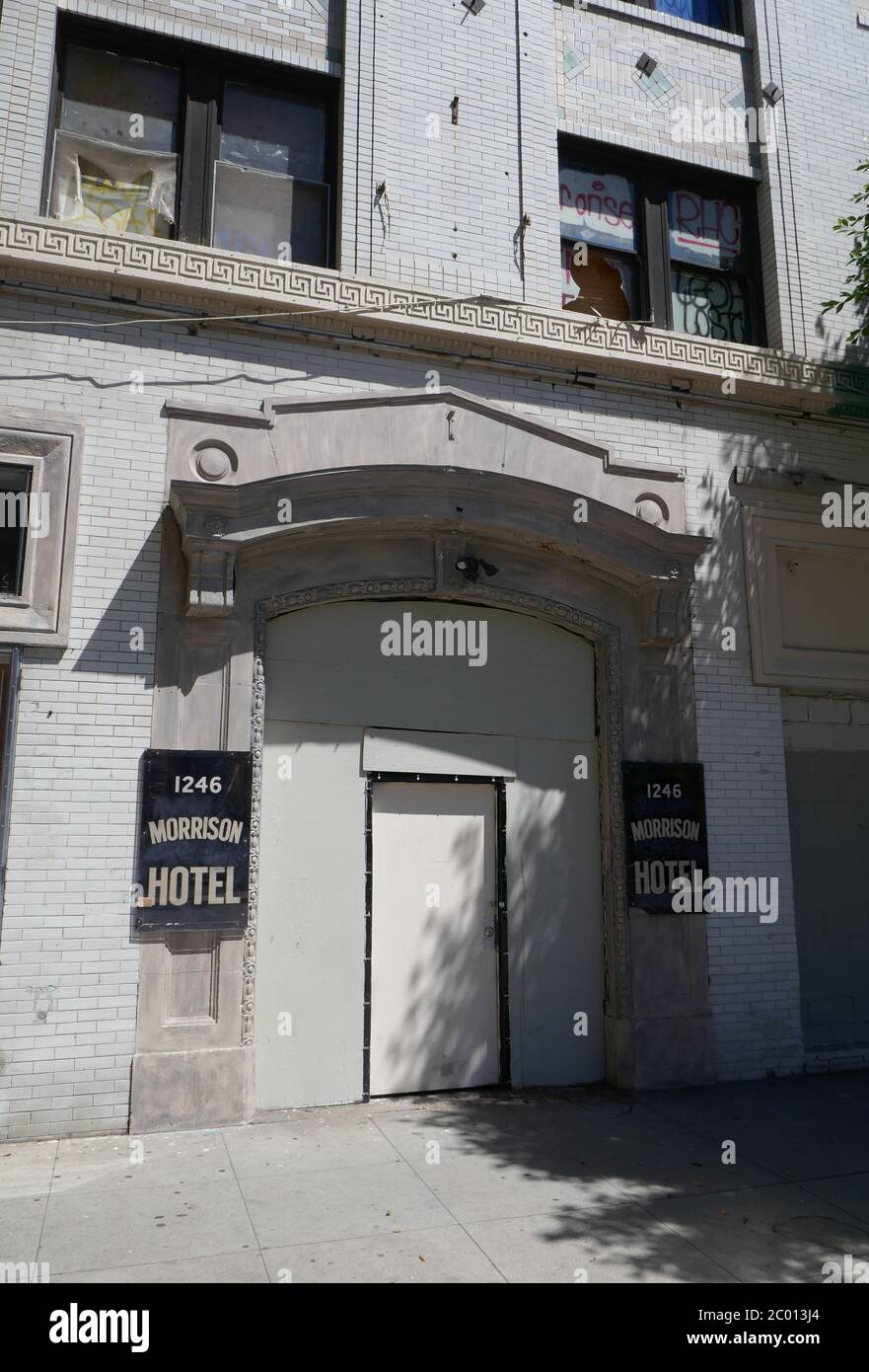 Los Angeles, California, USA 10th June 2020 A general view of The Morrison Hotel where Jim Morrison and the Doors did a photoshoot for their album cover at The Morrison Hotel at 1246 South Hope Street on June 10, 2020 in Hollywood, California, USA. Photo by Barry King/Alamy Stock Photo Stock Photo