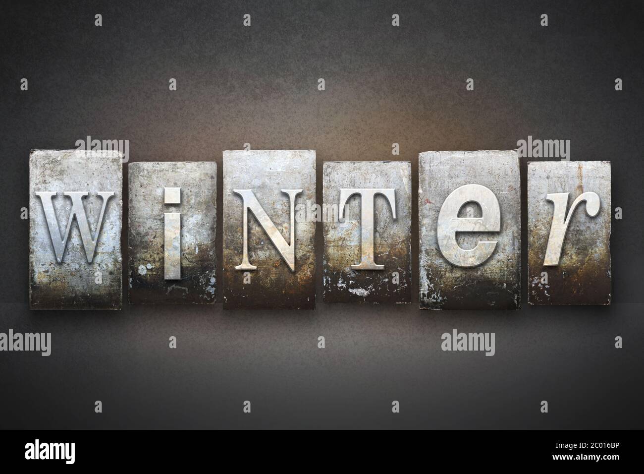 Winter Letterpress Stock Photo