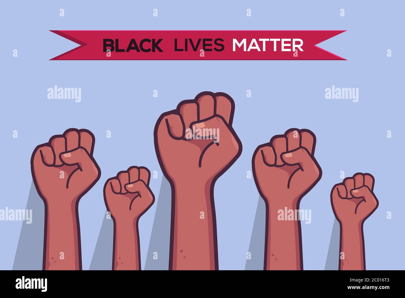 Black Lives Matter. Protest Banner about Human Right of Black People in US. America. Black Raised Fist Vector Illustration Stock Vector