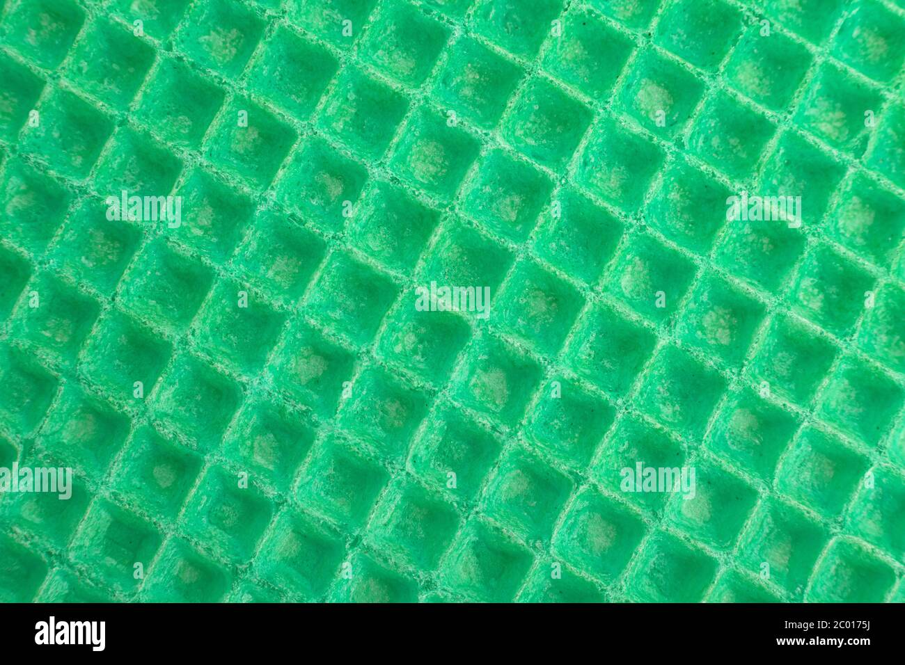 Green waffles surface closeup detail background Stock Photo