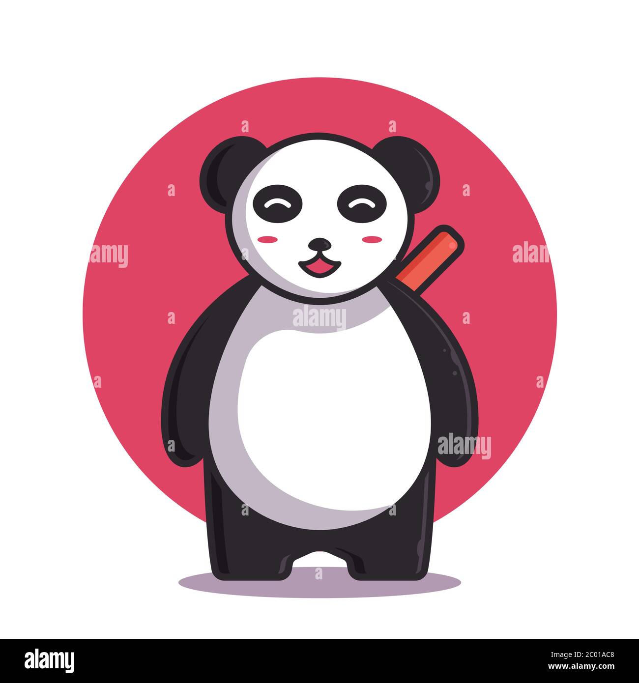 Cute Panda Vector Illustration. Ninja Panda Logo. Flat Cartoon Style Stock Vector